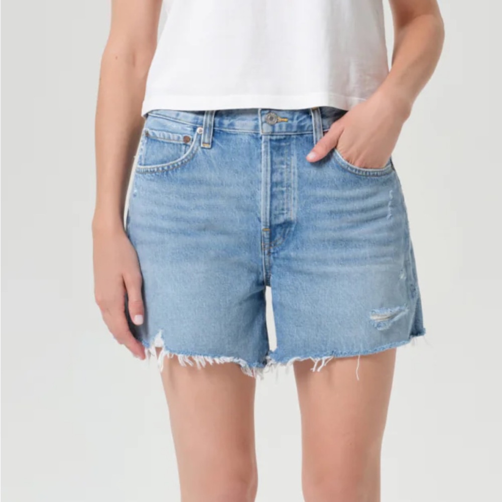 AGOLDE Parker Denim Long Shorts in Swampmeet